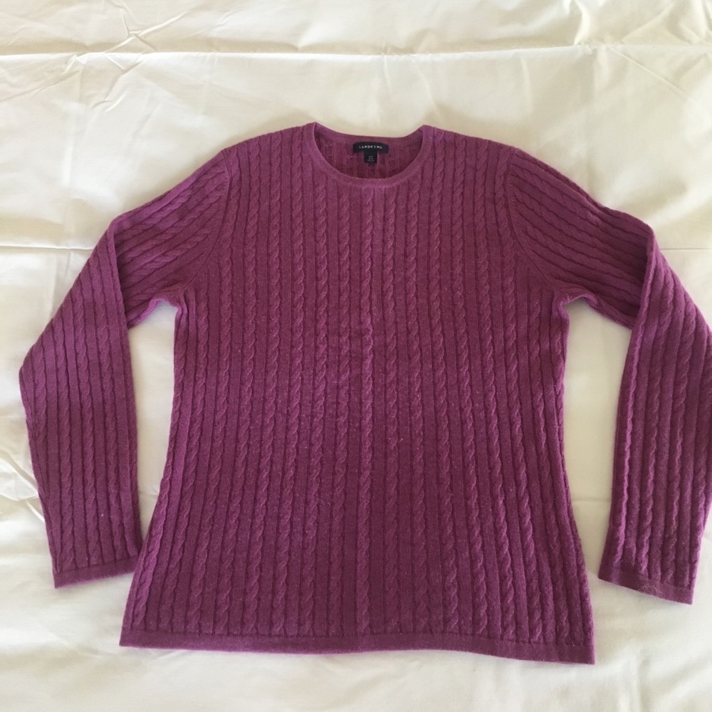 Lands' End Cashmere cable crewneck sweater